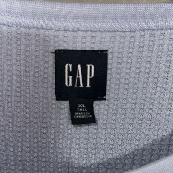 GAP XLT Ice Blue Waffle Knit Button Front Long Sleeve Henley - Picture 9 of 13